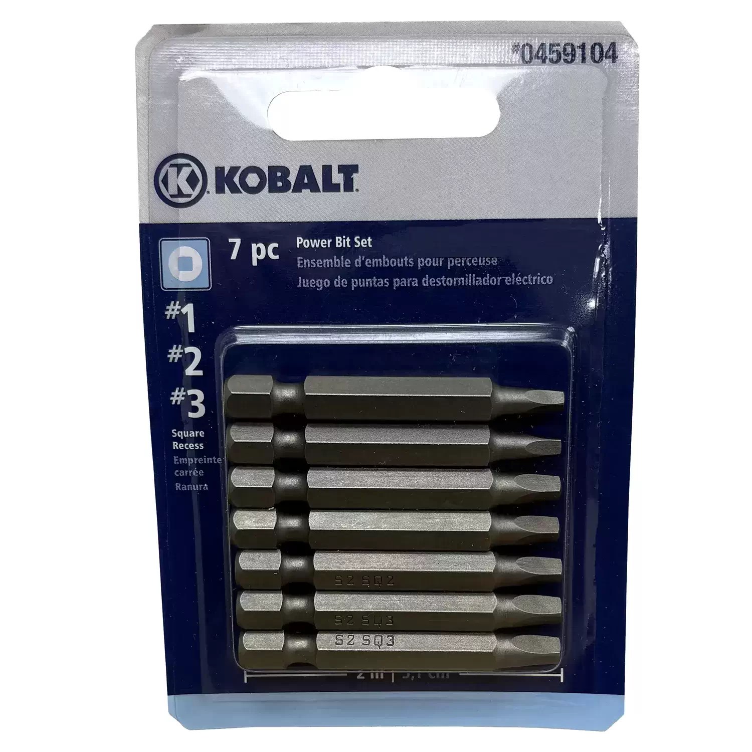 Kobalt 0459104 7PC Robertson Square Drive Power Driver Bit Set