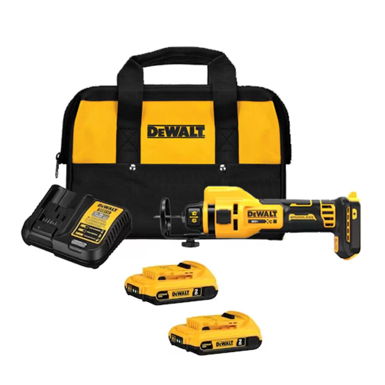 Dewalt DCE555D2 20V MAX XR Brushless Drywall Cut-Out Tool Kit, 2Ah