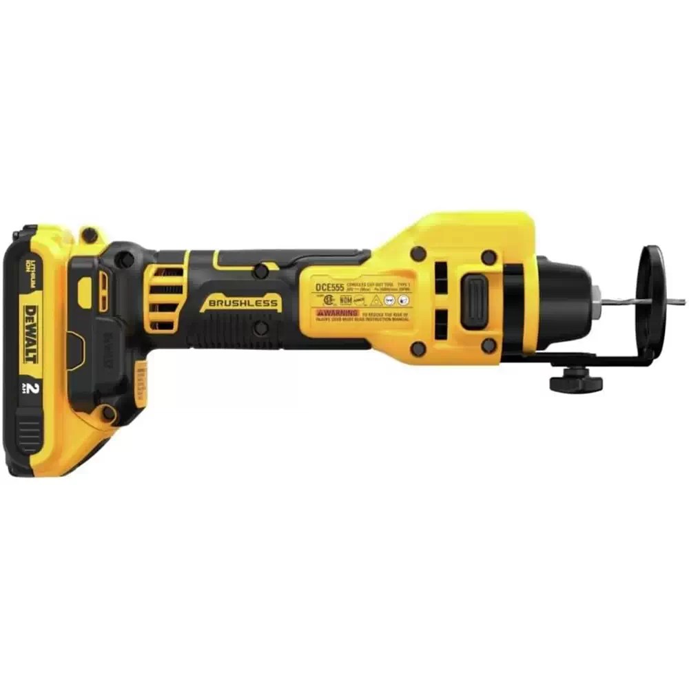 Dewalt DCE555D2 20V MAX XR Brushless Drywall Cut-Out Tool Kit, 2Ah