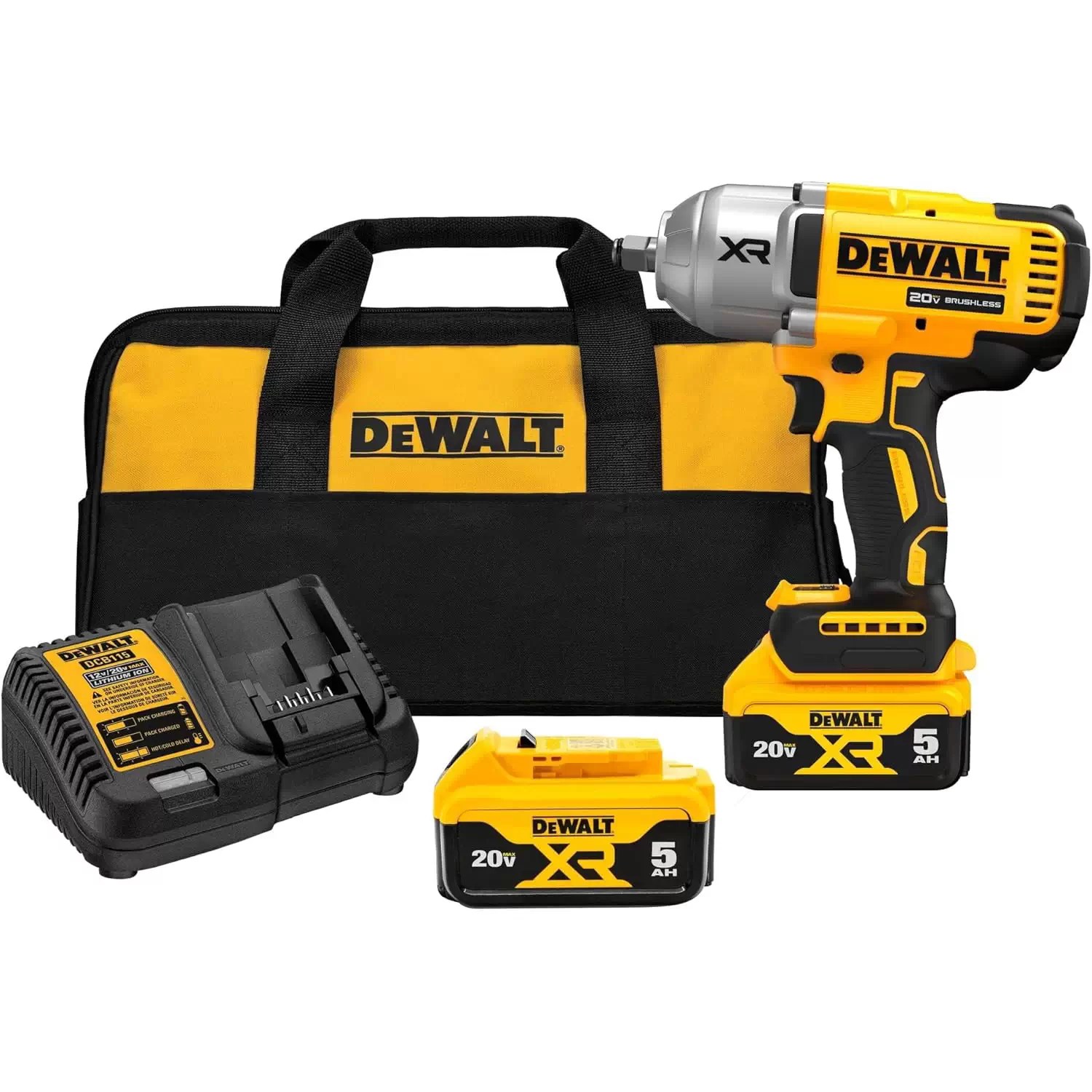 Dewalt DCF900P2 20V MAX XR High Torque 1/2" Impact Wrench Kit, 5Ah