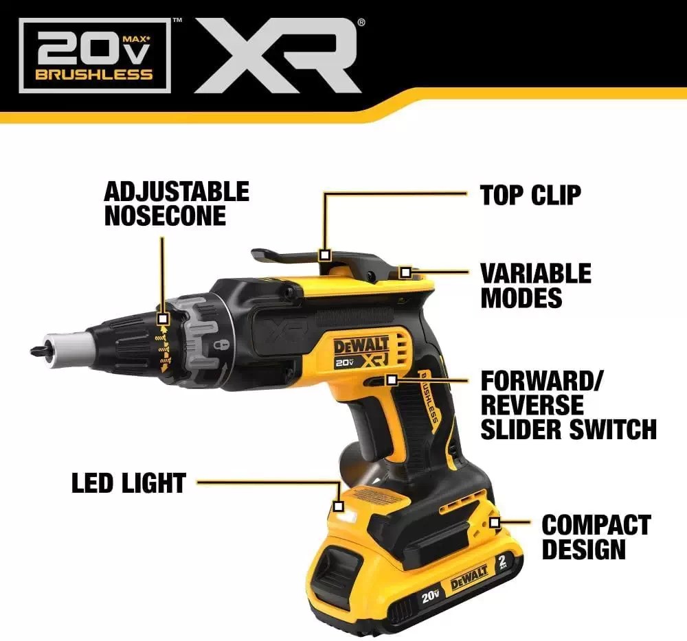 DEWALT DCK265D2 20V MAX XR Brushless Drywall Screwgun & Cut-Out Saw Kit, 2Ah