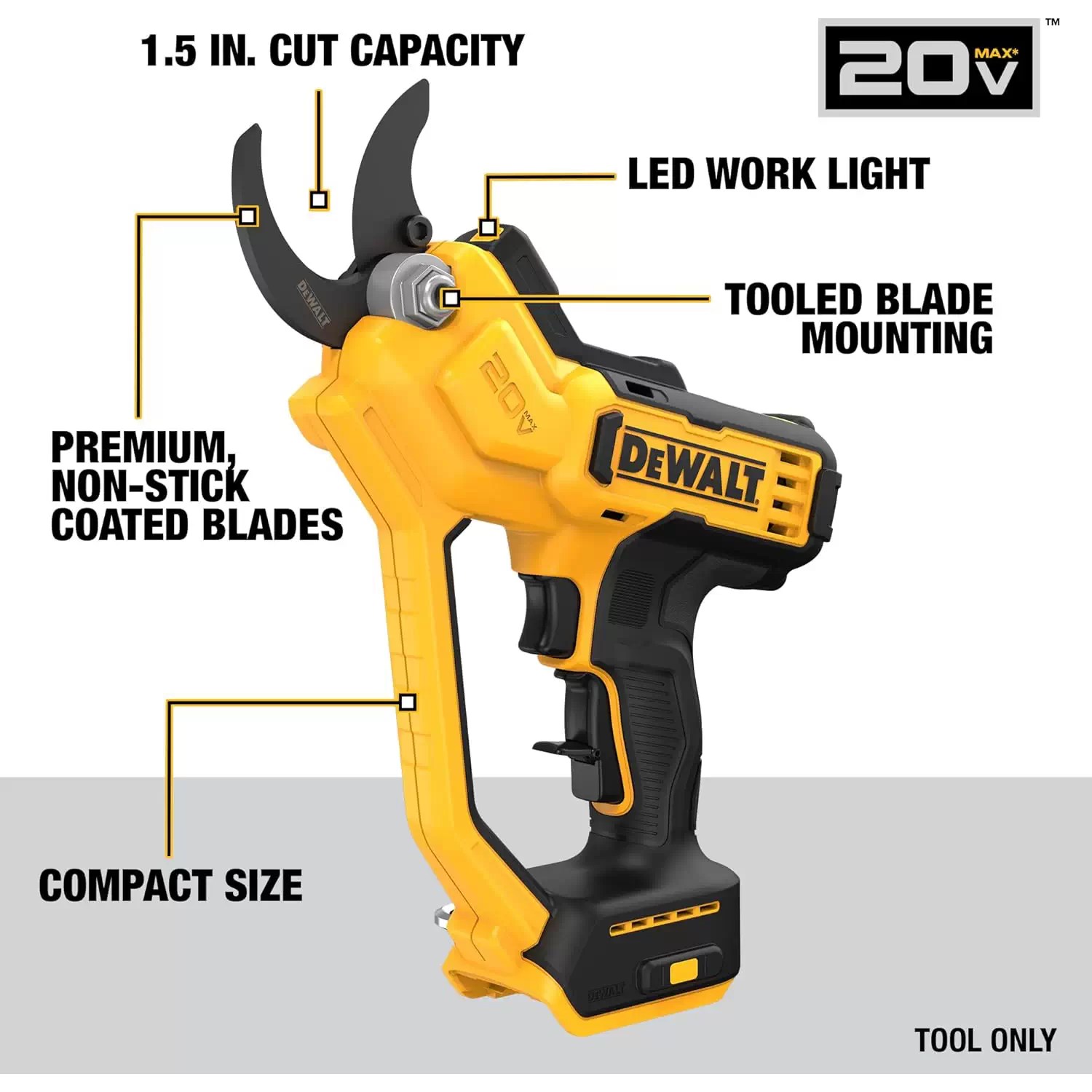 Dewalt DCPR320B 20V MAX 1-1/2" Cordless Pruner - Tool Only