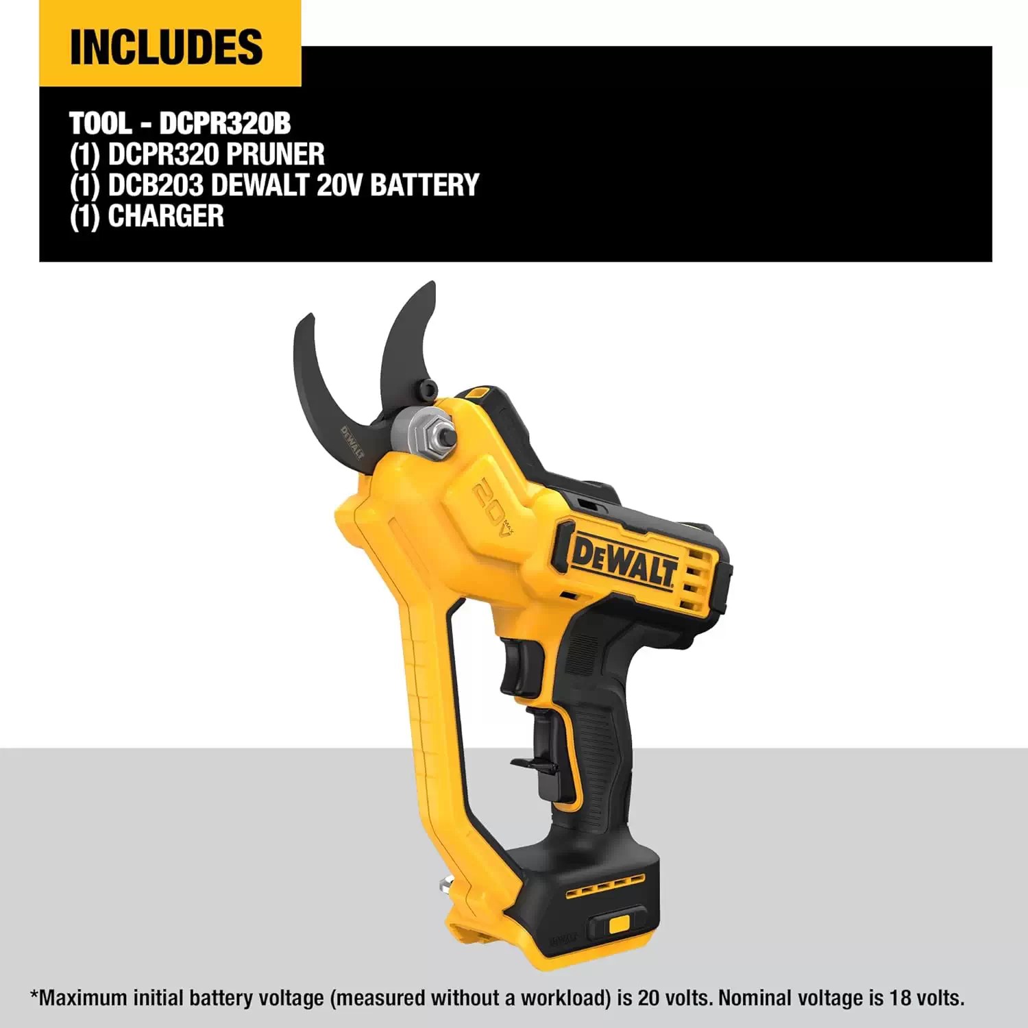 Dewalt DCPR320D1 20V MAX 1-1/2" Cordless Pruner Kit, 2AH