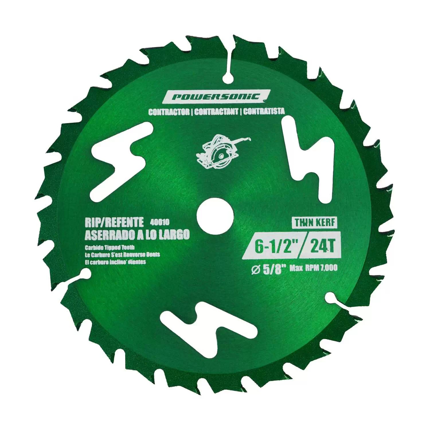 PowerSonic 40010 6-1/2" x 24 Tooth Contractor Saw Blade