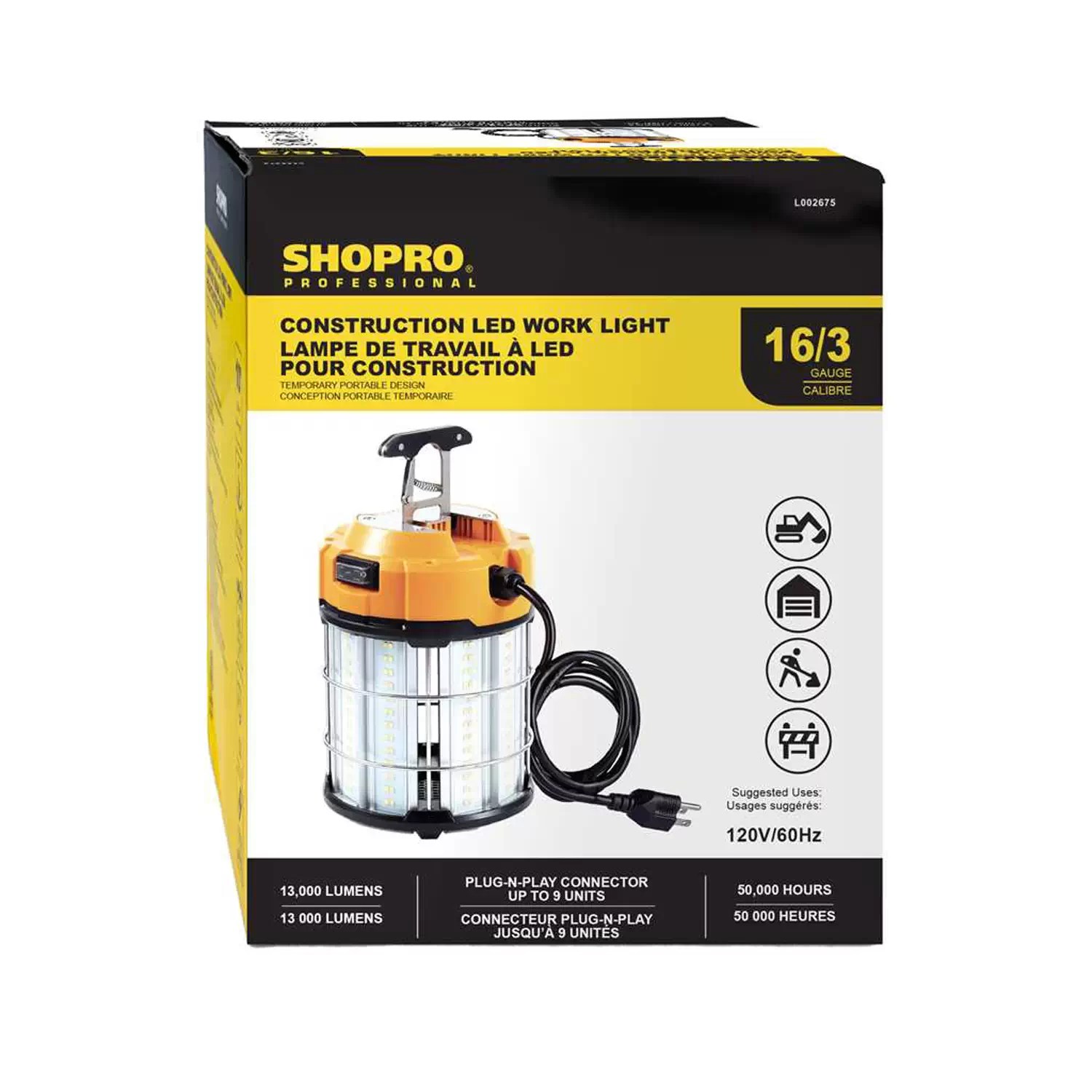 SHOPRO L002675 100W 13,000 Lumen LED Construction Work Light