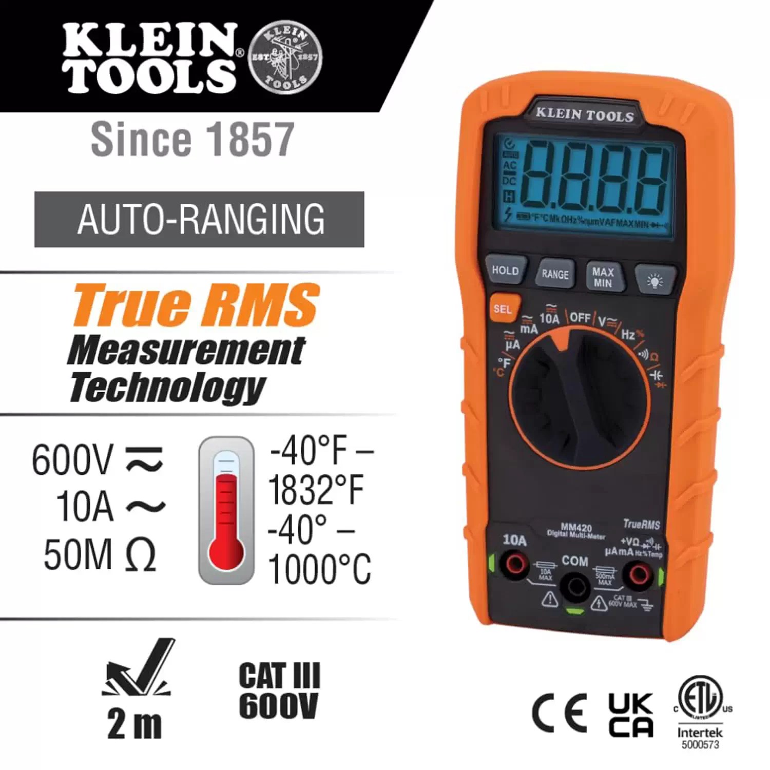 Klein MM420 600V AC/DC Auto-Ranging Digital Multimeter