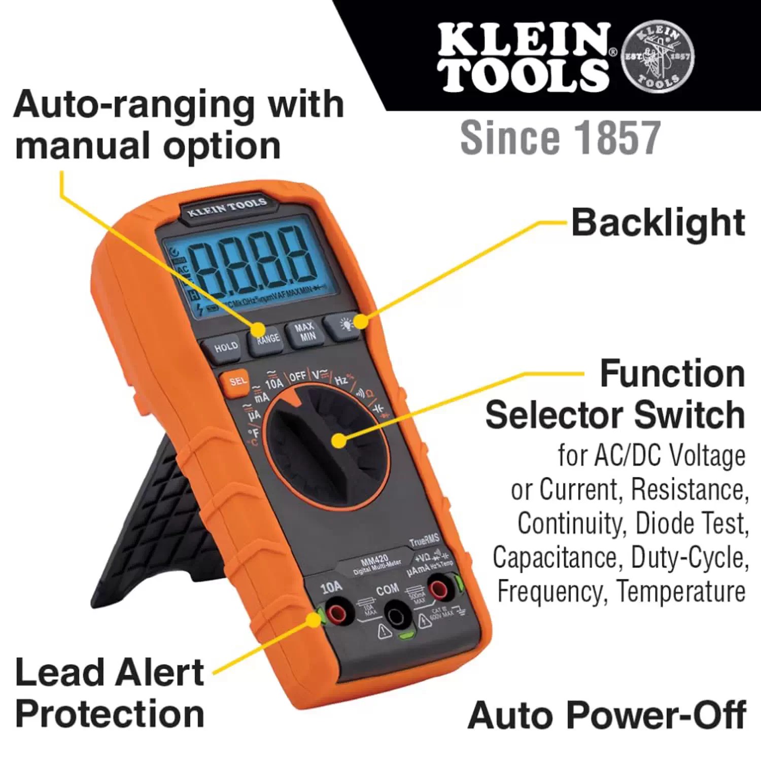 Klein MM420 600V AC/DC Auto-Ranging Digital Multimeter