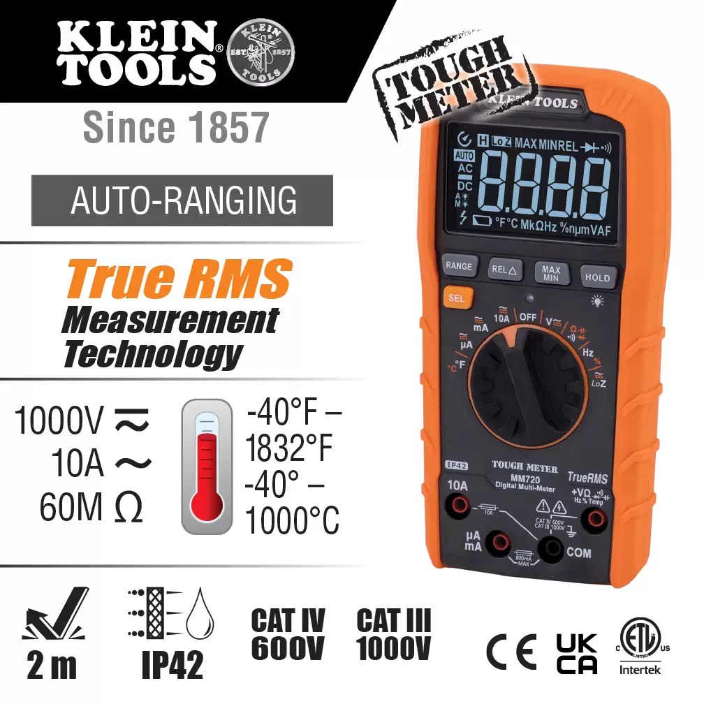 Klein MM720 1000V AC/DC TRMS Auto-Ranging Digital Multimeter