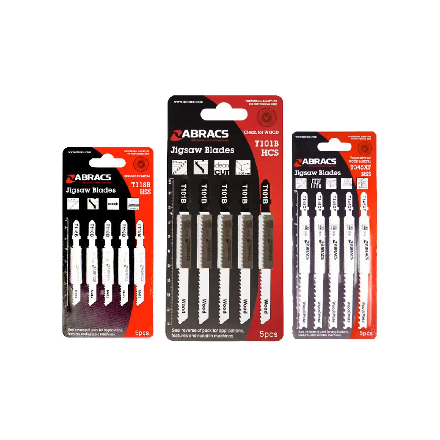 ABRACS - 4" T144D JIGSAW BLADE - 6 TPI - WOOD - 5-PACK