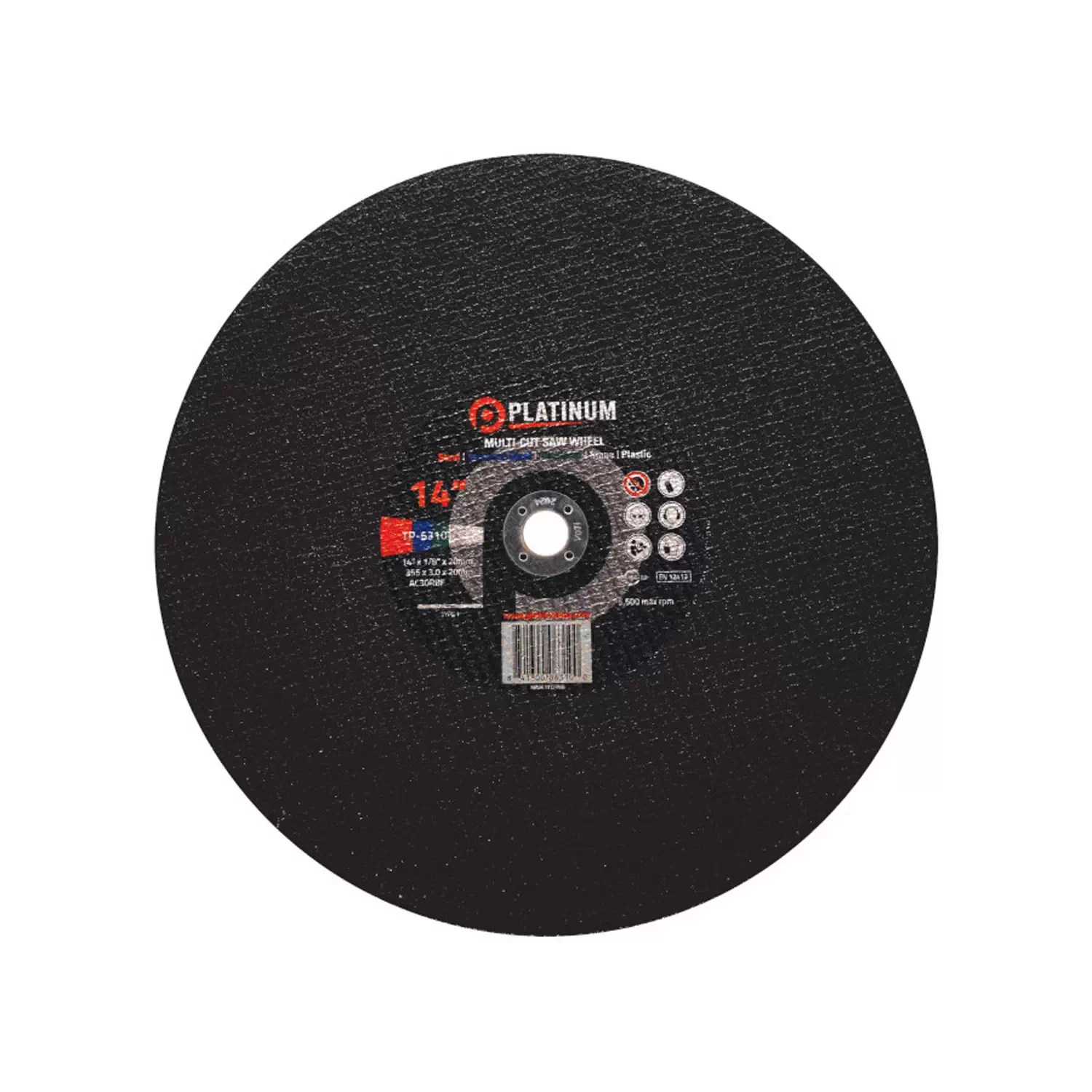 Platinum TP-6312 14" x 1/8" x 1" Type 1 Multi Purpose Abrasive Cut Saw Wheel