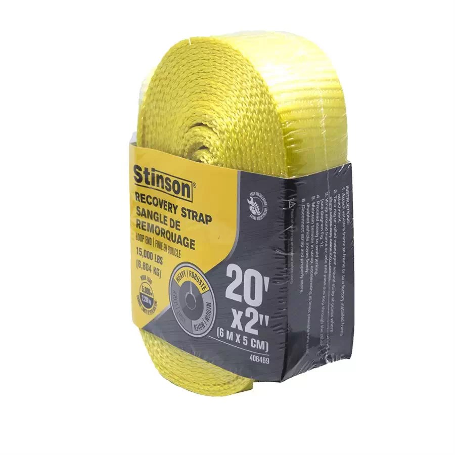 Stinson Cargo 406469 2" x 20' Heavy Duty Recovery Towing Strap with 5,000 LBS Towing Capacity