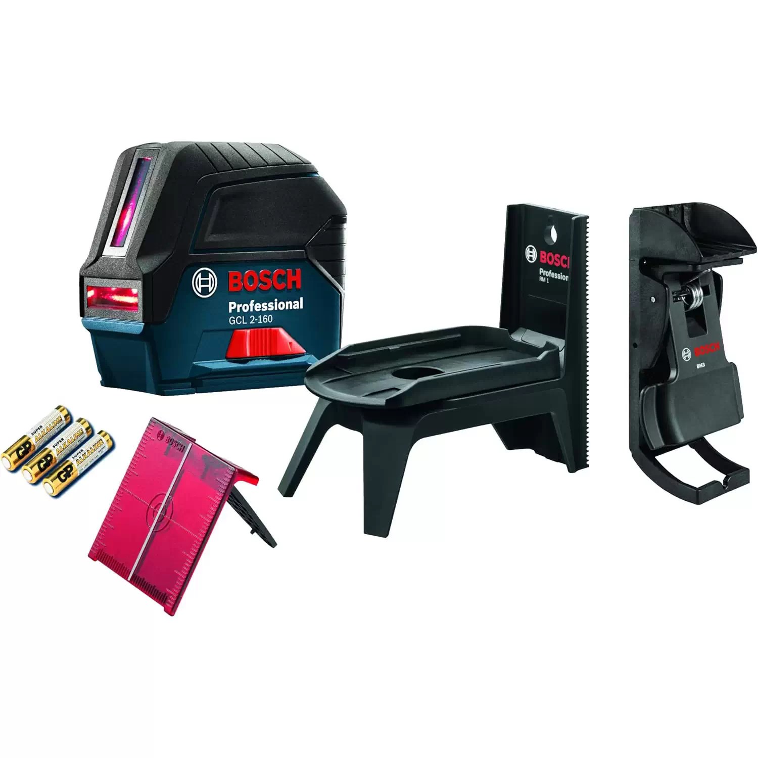 Bosch GCL 2-160 Professional Red Beam Self-Leveling Cross-Line Laser with Plumb Points