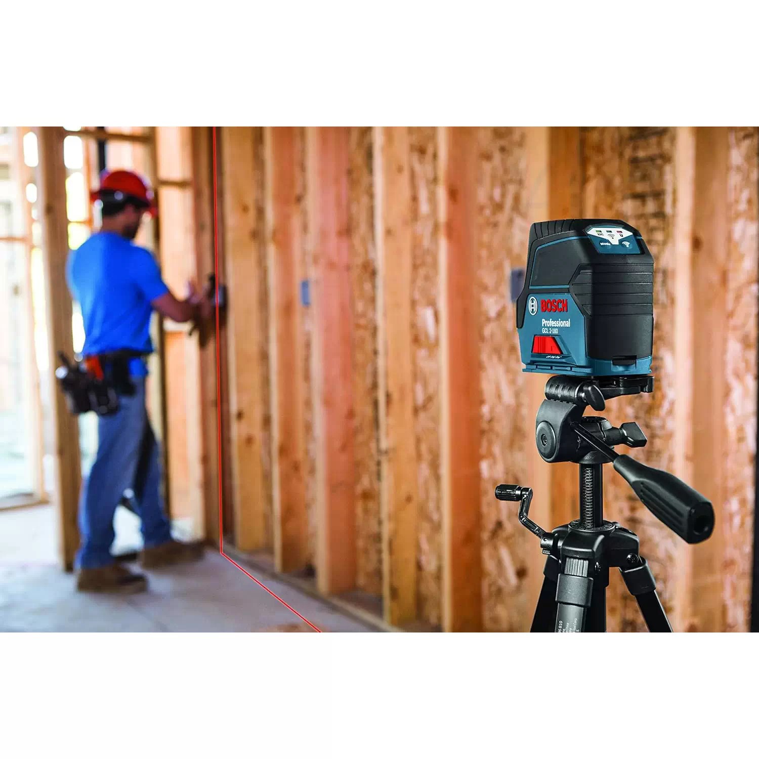 Bosch GCL 2-160 Professional Red Beam Self-Leveling Cross-Line Laser with Plumb Points