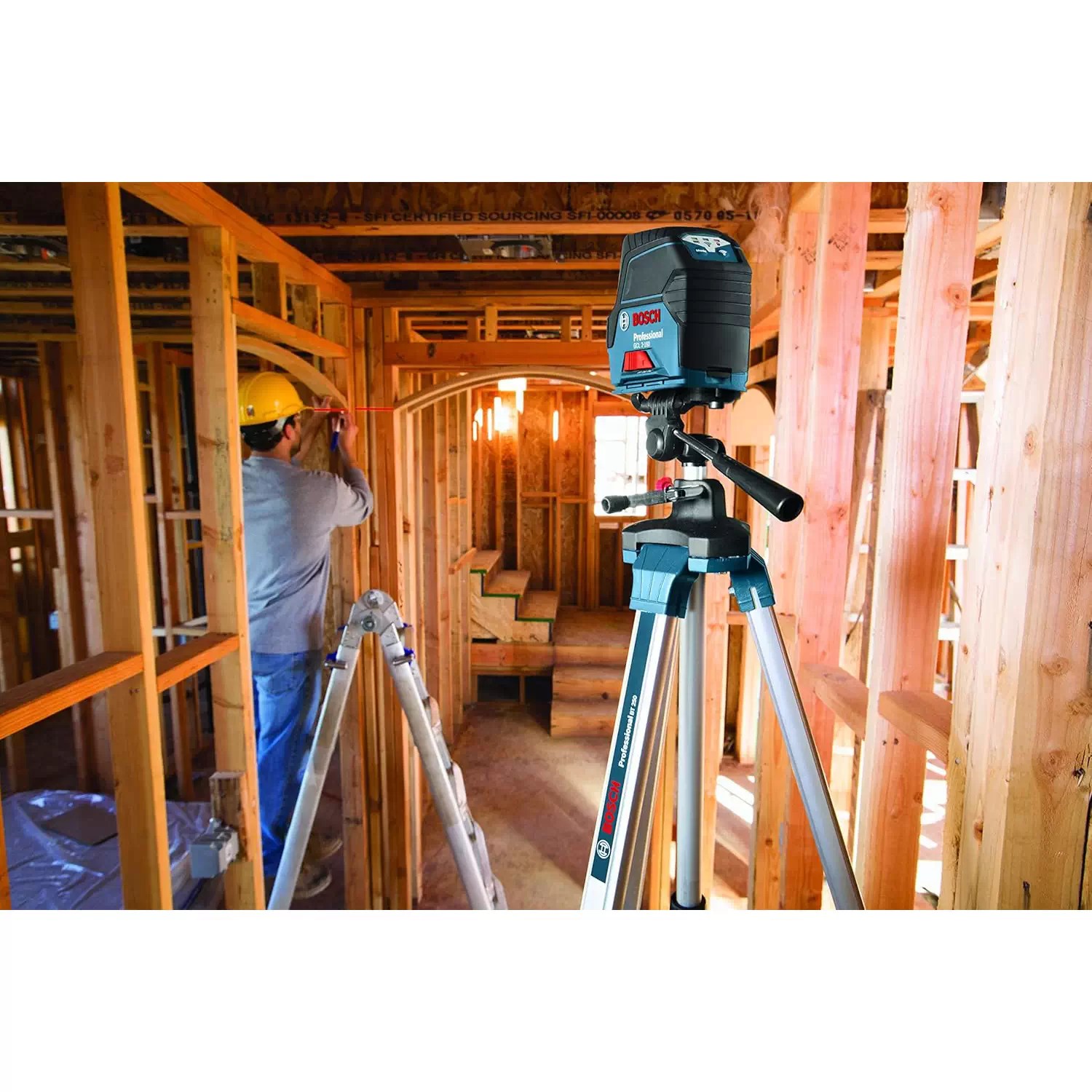 Bosch GCL 2-160 Professional Red Beam Self-Leveling Cross-Line Laser with Plumb Points