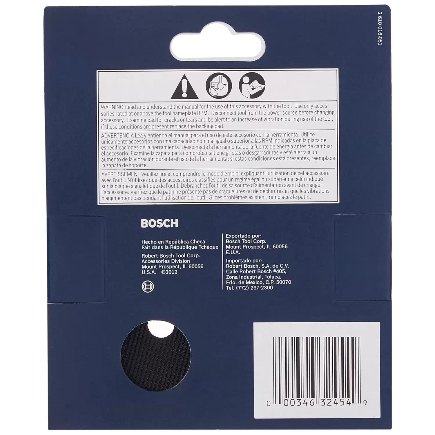 Bosch RS032 Replacement 5" Hard Random Orbit Sander Backing Pad