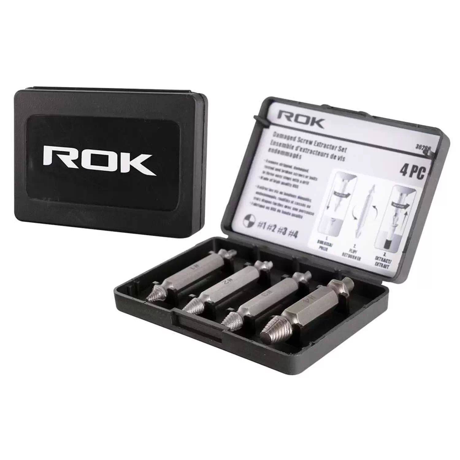 ROK 36286 4 PC Damaged Screw Extractor Set
