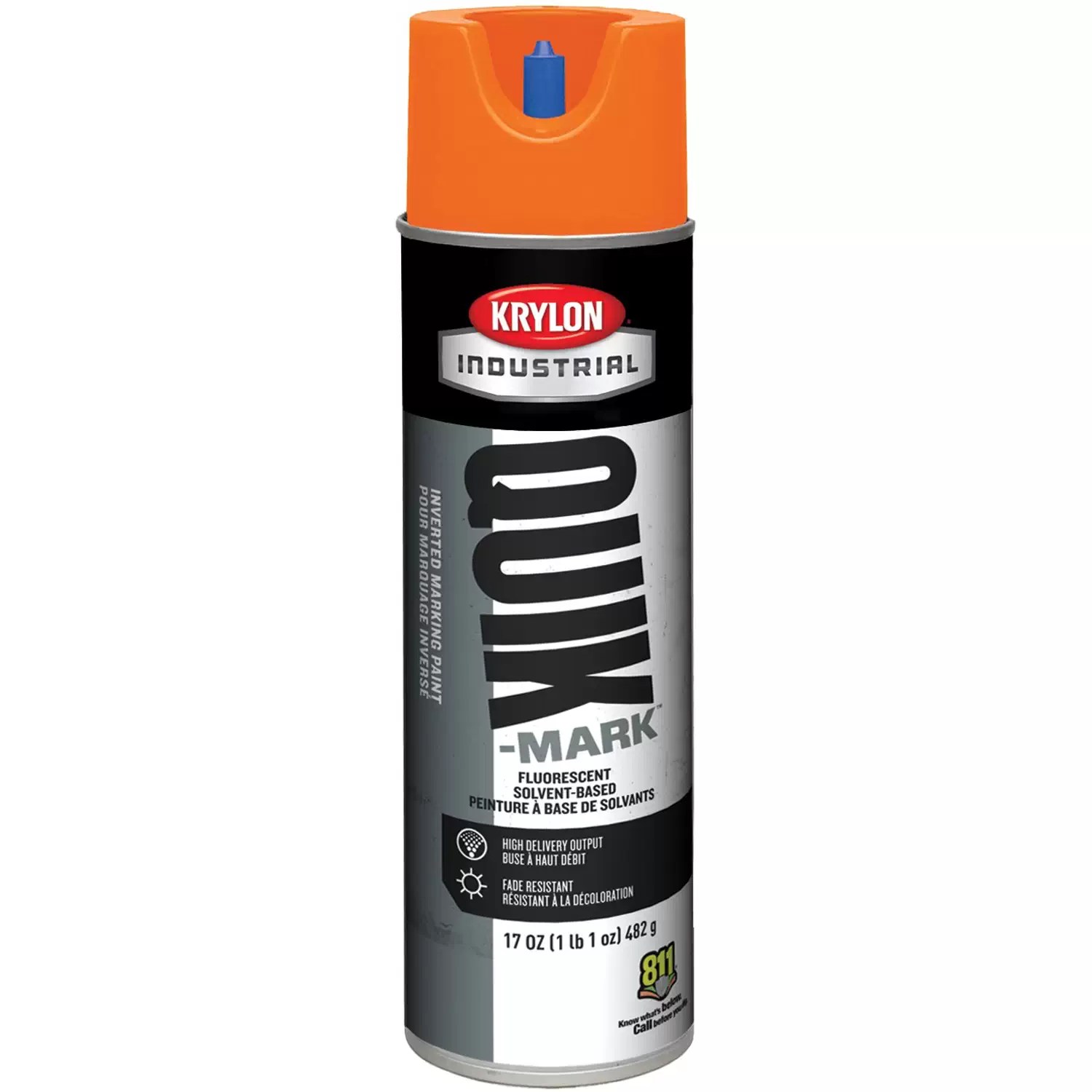Krylon A03702007 Quik-Mark Fluorescent Orange Solvent Based Inverted Striping Paint 17oz Aerosol