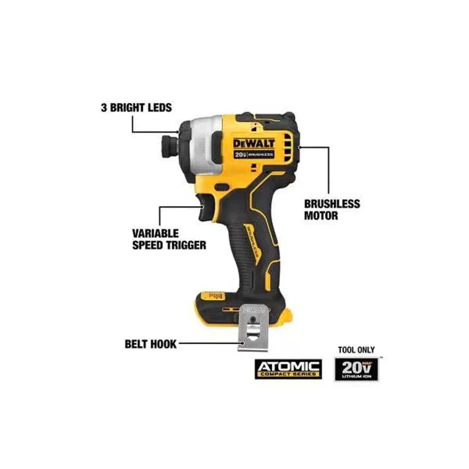 Dewalt DCK486D2 4PC 20V MAX ATOMIC Brushless Combo Kit (2) 2AH Batteries