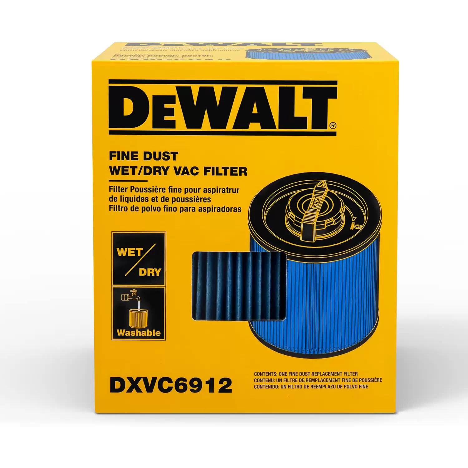 Dewalt DXVC6912 High-Efficiency Fine Dust Cartridge Filter for 6-16 Gallon Wet/Dry Vacuums