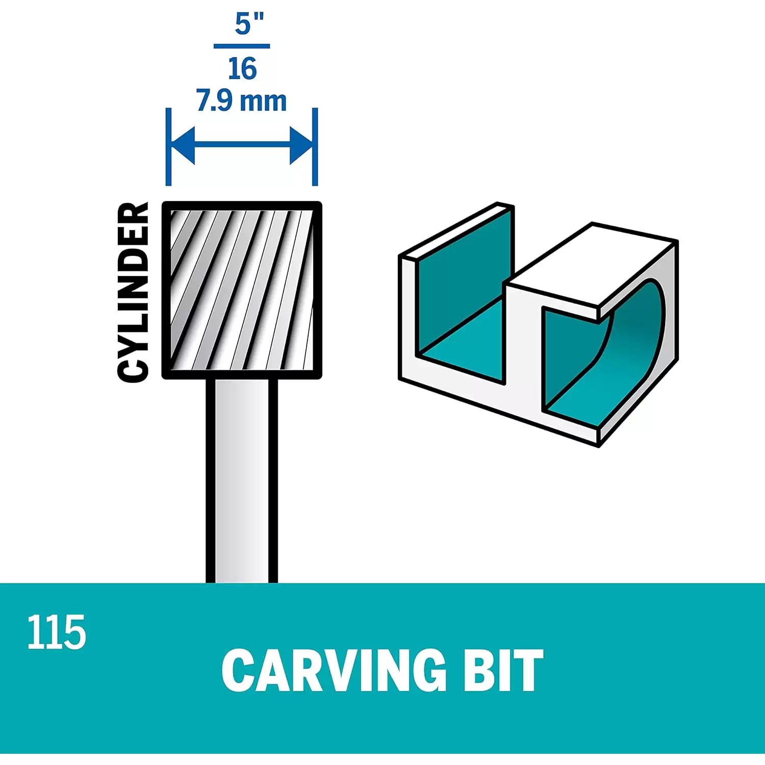 Dremel 115 2pc 5/16" Cylinder Shape Carving Bit
