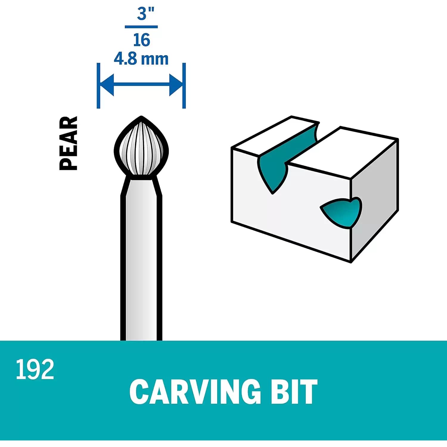 Dremel 192 2pc 3/16" Pear Shape Carving Bit