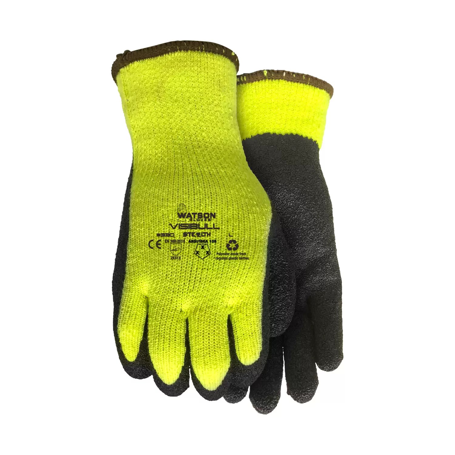 Watson 330M Stealth Visibull Medium Latex Coated Poly/Cotton Gloves