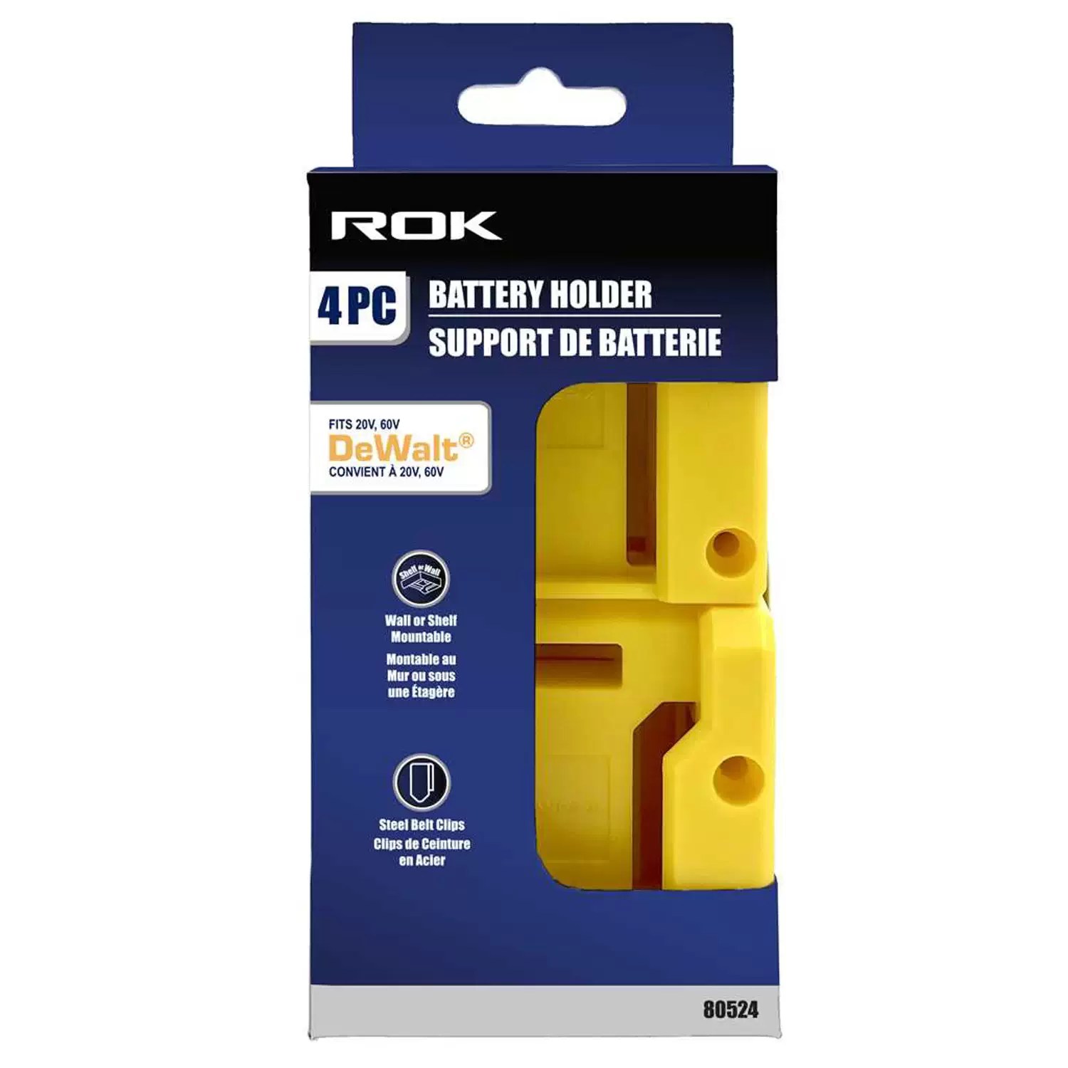 ROK 80524 4PC DeWalt 20V/60V Battery Holder / Mount
