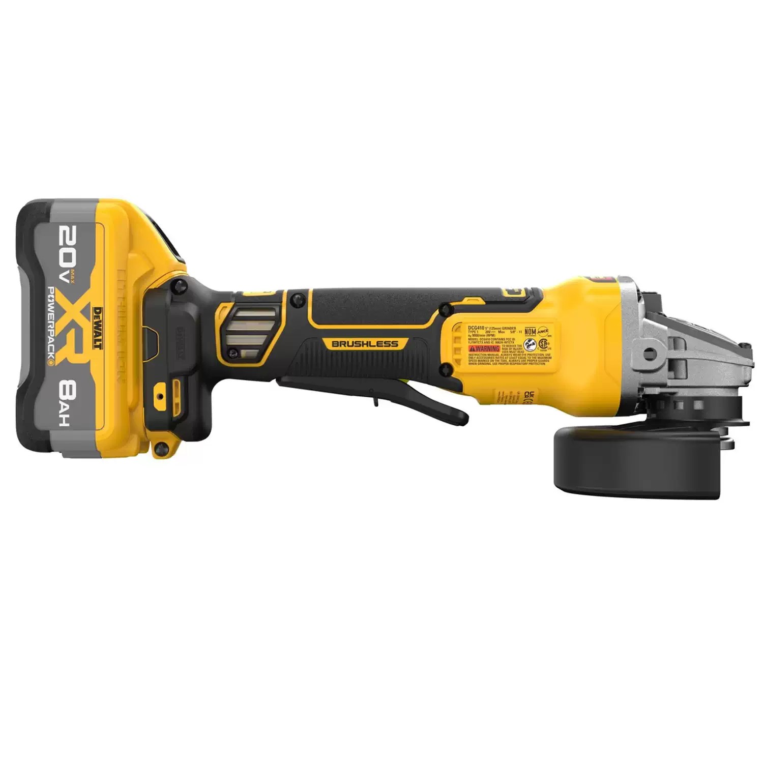 Dewalt DCG410WW1 20V MAX XR POWERPACK Brushless 4-1/2" - 5" Angle Grinder 8AH Kit