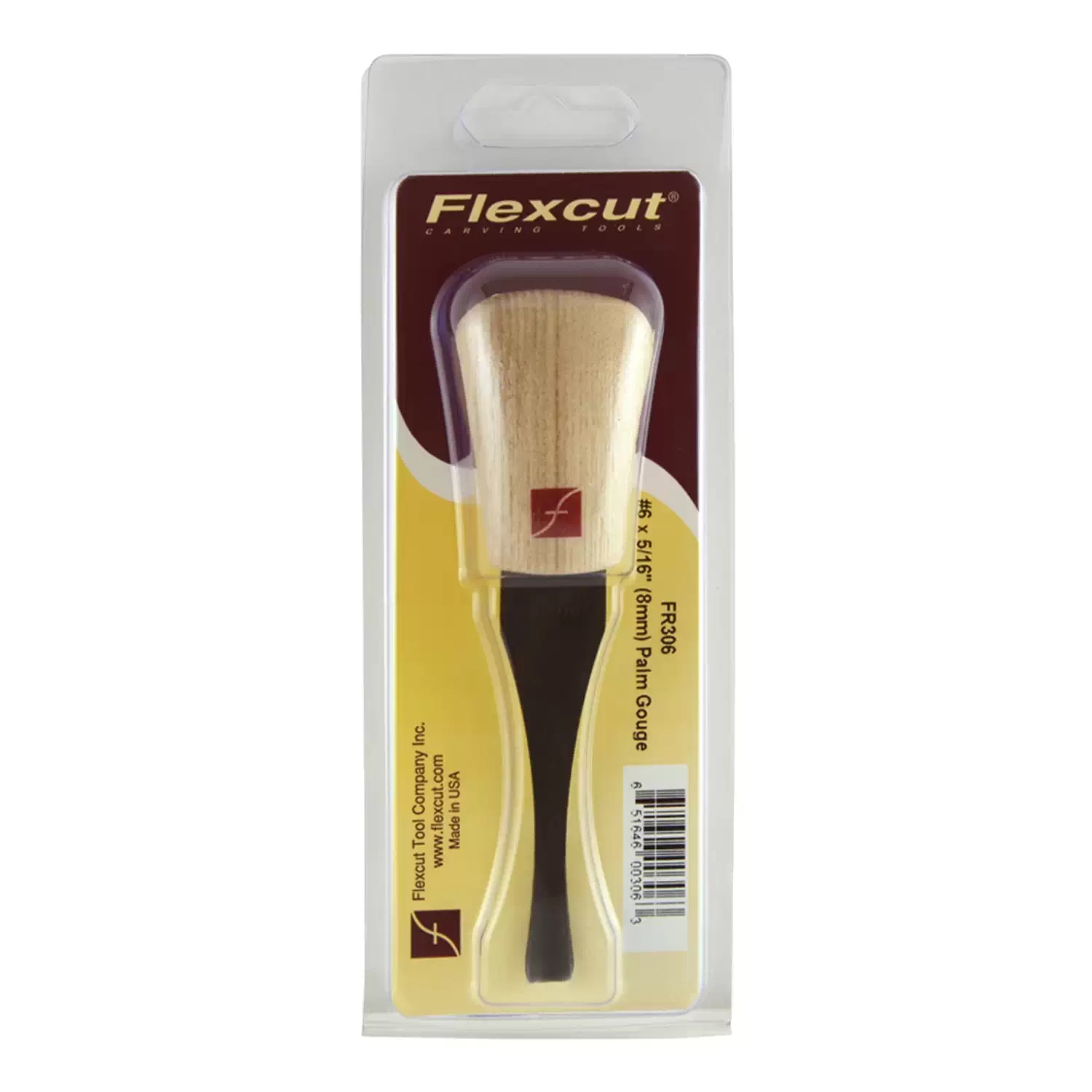 Flexcut FR306 #6 x 5/16" (8mm) Fixed Handle Palm Wood Carving Chisel