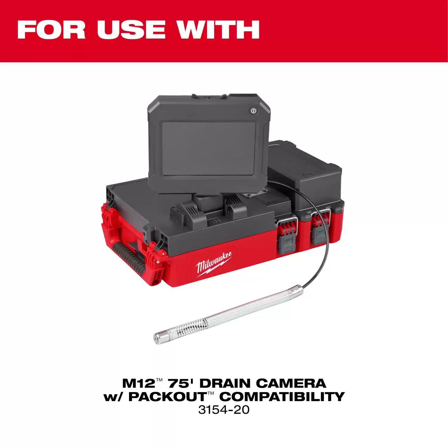 Milwaukee 3154-20 M12 75' Drain Camera w/ PACKOUT Compatibility - Tool Only