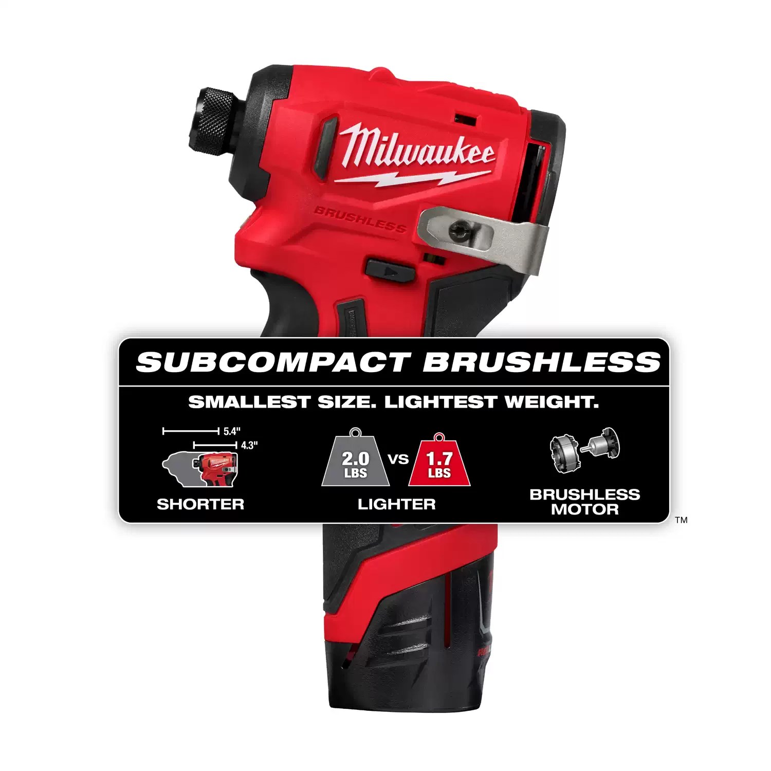 Milwaukee 3450-20 M12 FUEL Subcompact Brushless 1/4" Hex Impact Driver - Tool Only