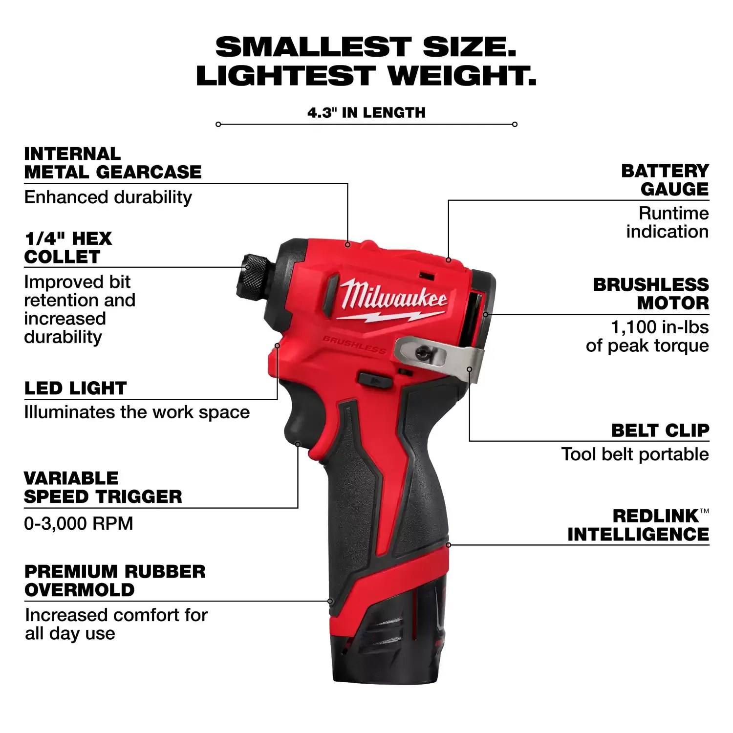 Milwaukee 3450-22 M12 FUEL Subcompact Brushless 1/4" Hex Impact Driver Kit