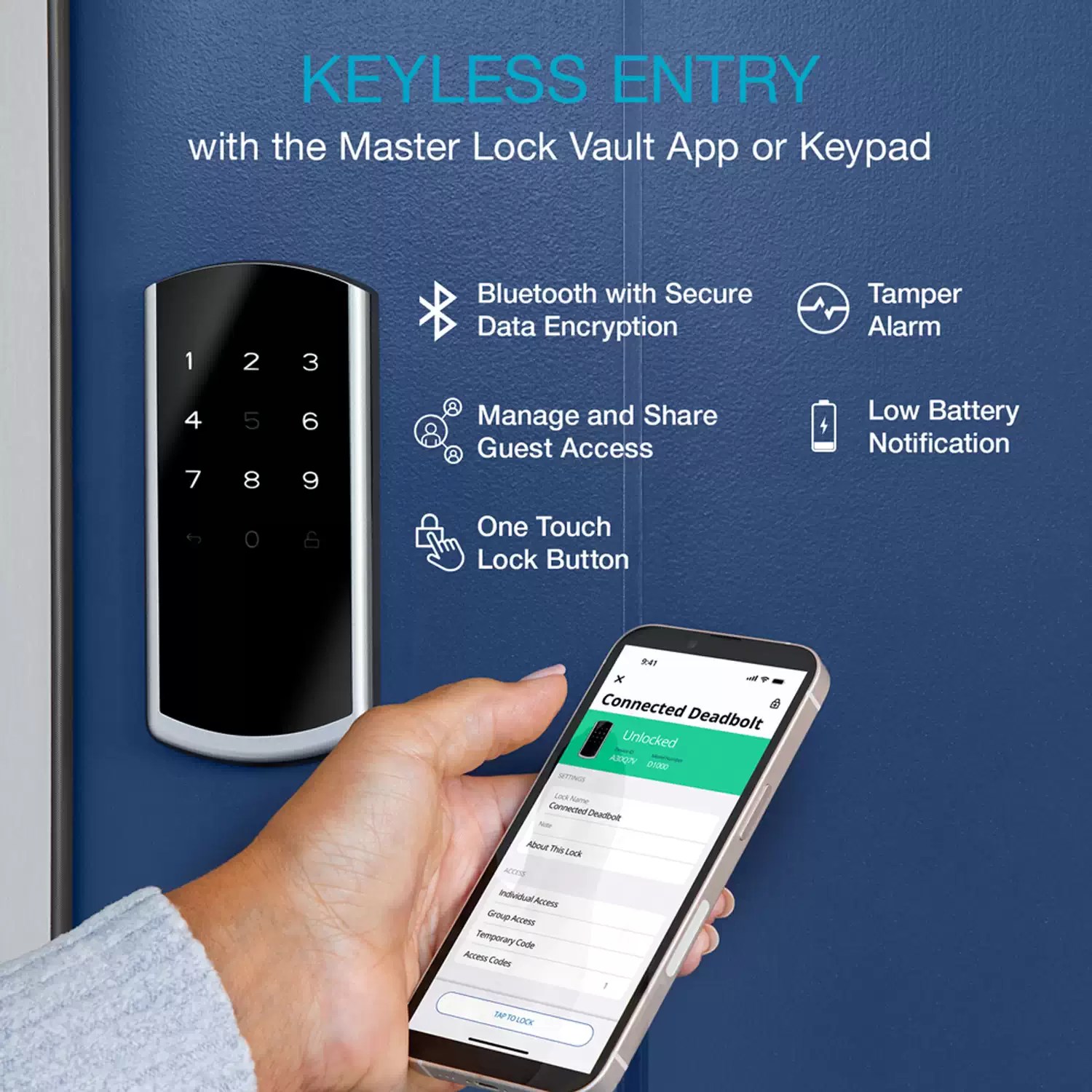 Master Lock D100001BLEE Bluetooth Deadbolt & Electronic Door Lock