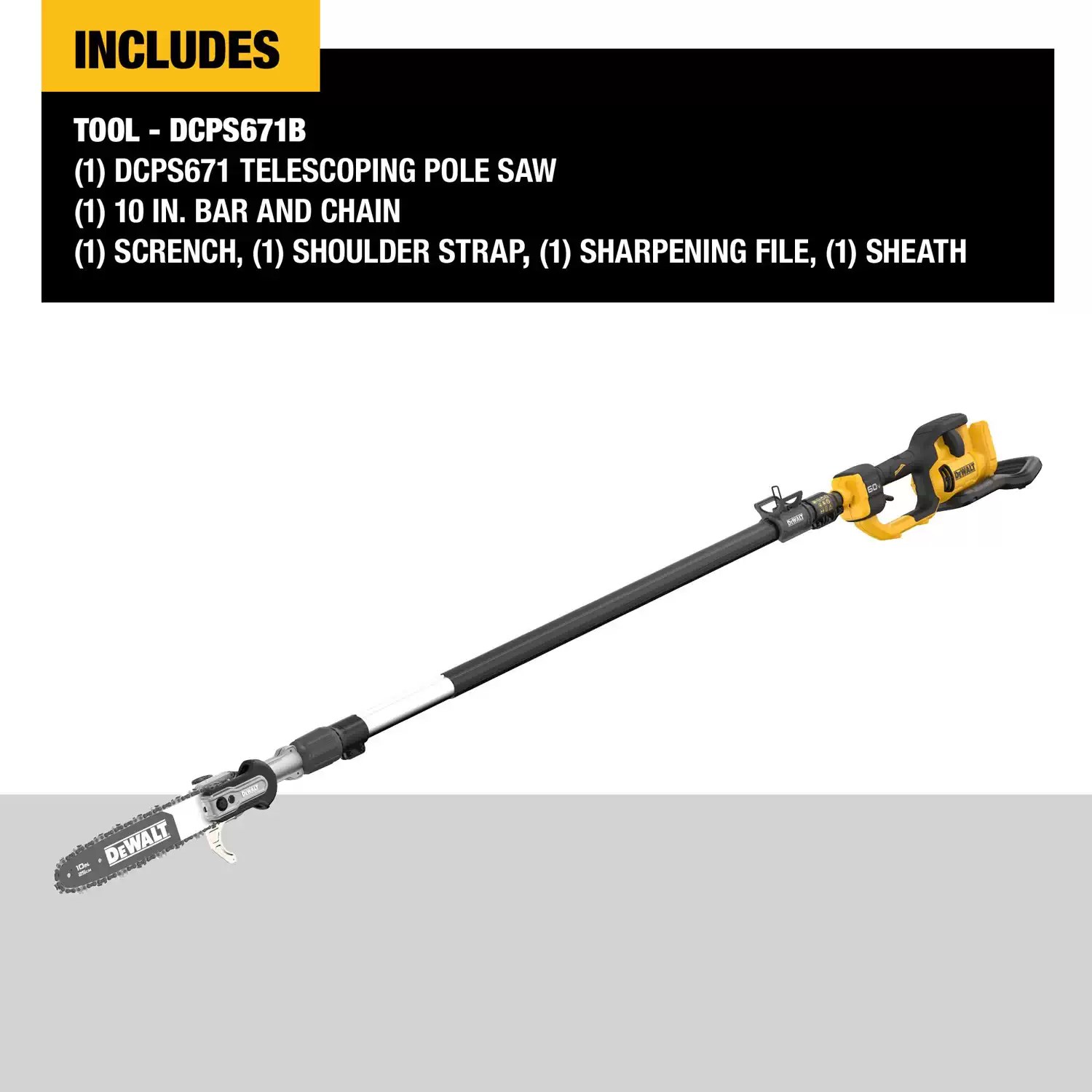 DEWALT DCPS671B 60V MAX 8" Cordless Telescoping Pole Saw - Tool Only