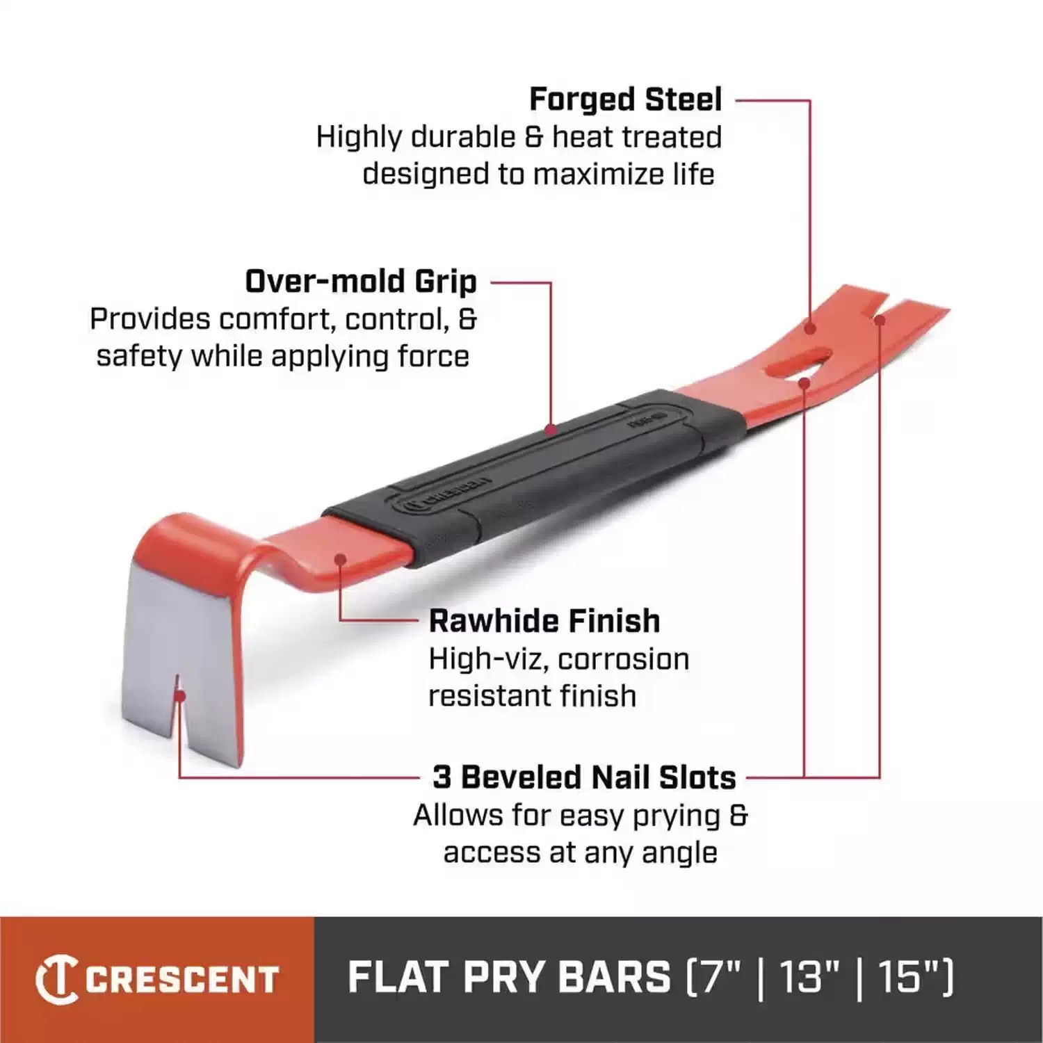 Crescent FB15-06 15" Flat Pry Bar with Cushioned Grip