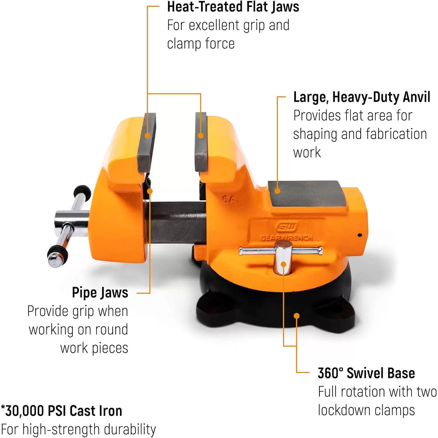 GEARWRENCH GWBVA8 8" Mechanic's Bench Vise with Anvil
