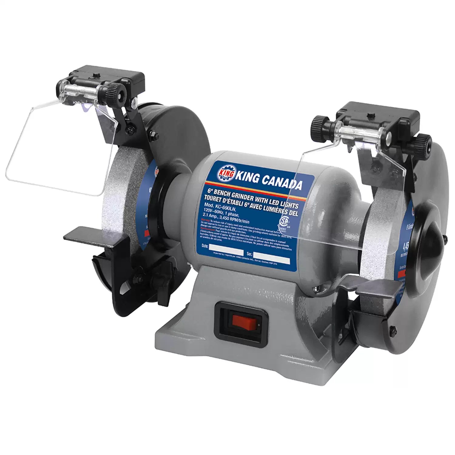 KING CANADA KC-690LN 6" Bench Grinder with LED Lights