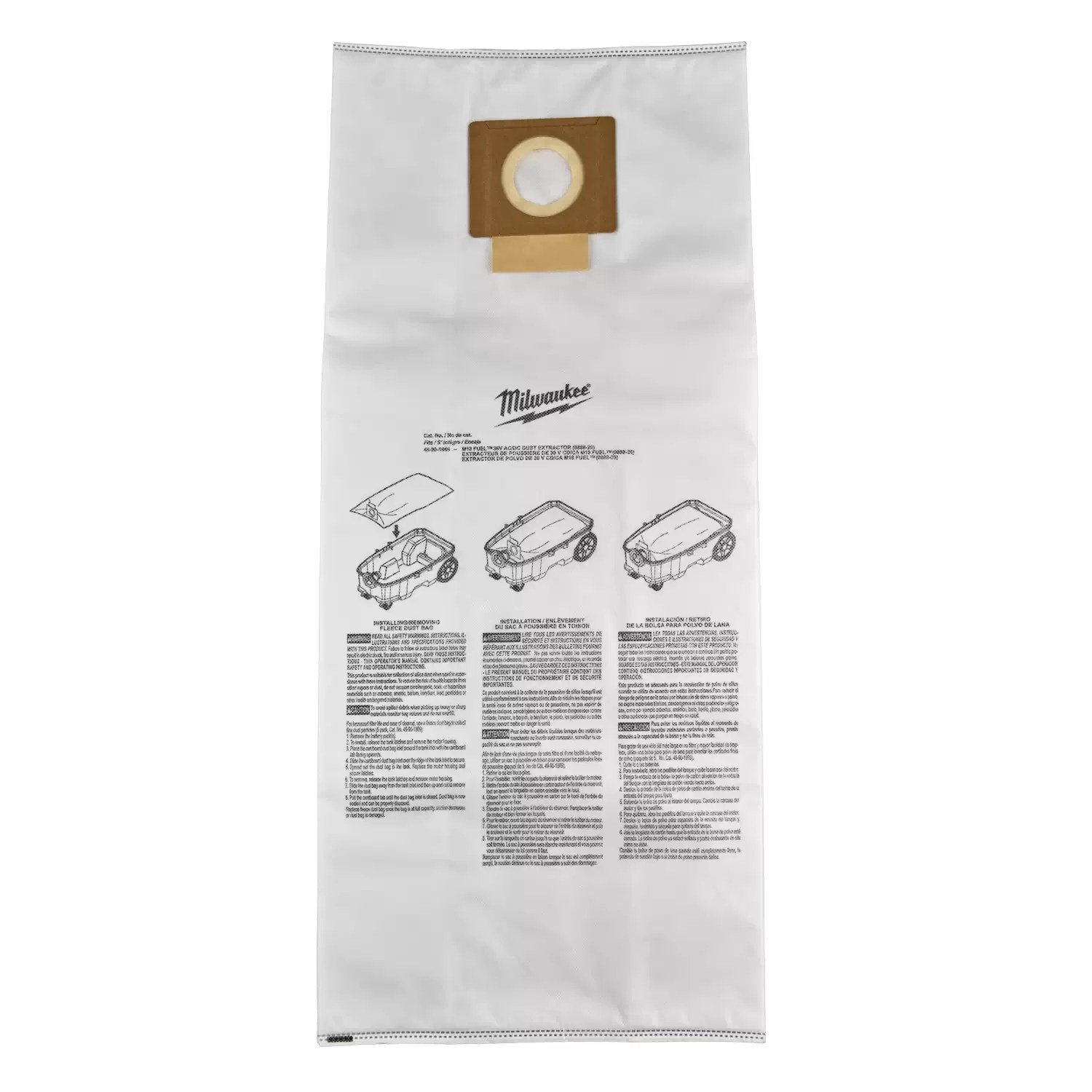 Milwaukee 49-90-1969 5 Pack 9 Gallon Fleece Dust Bags