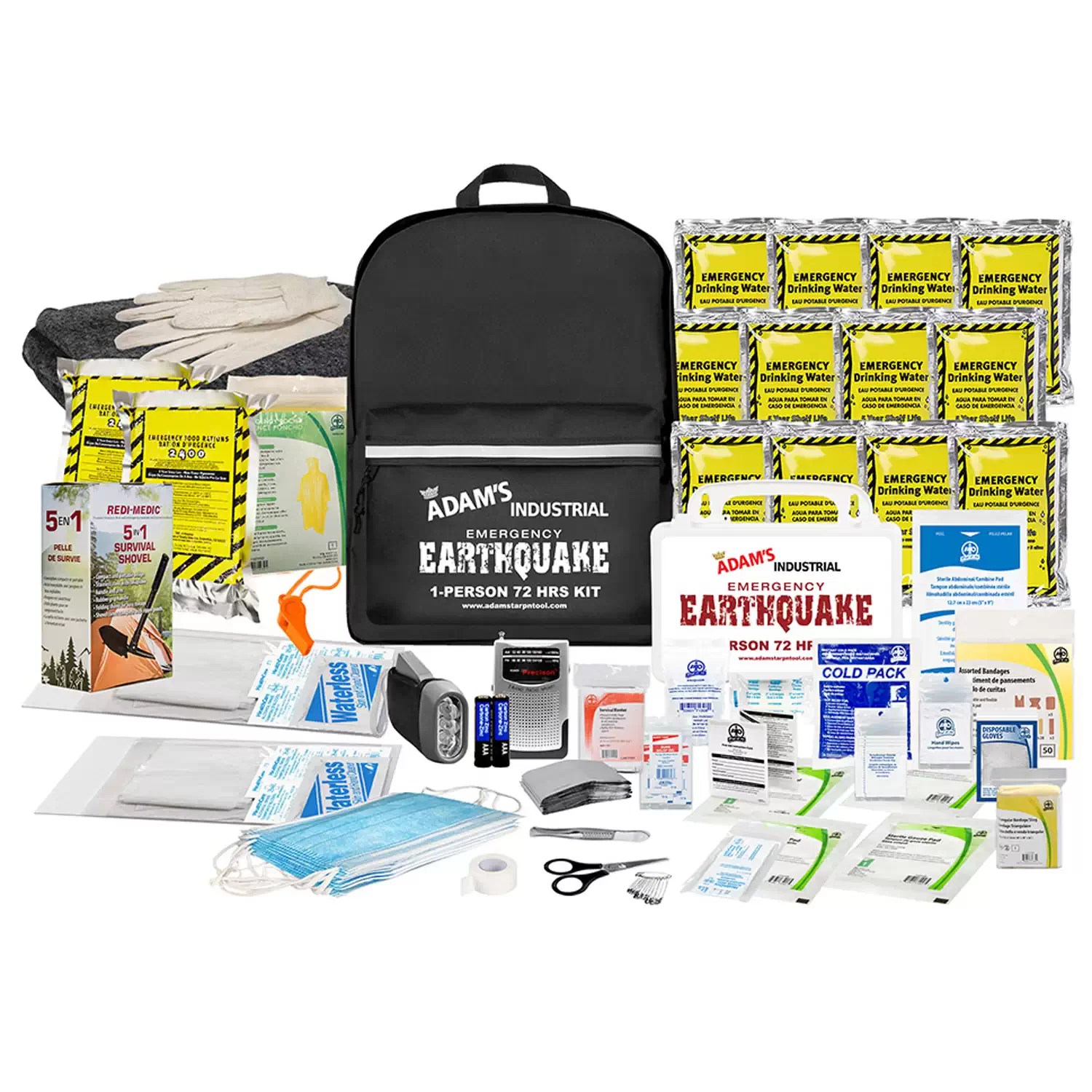REDI-MEDIC RM-SKEE1 155PC 1 Person 72 Hour Earthquake Emergency Survival Kit