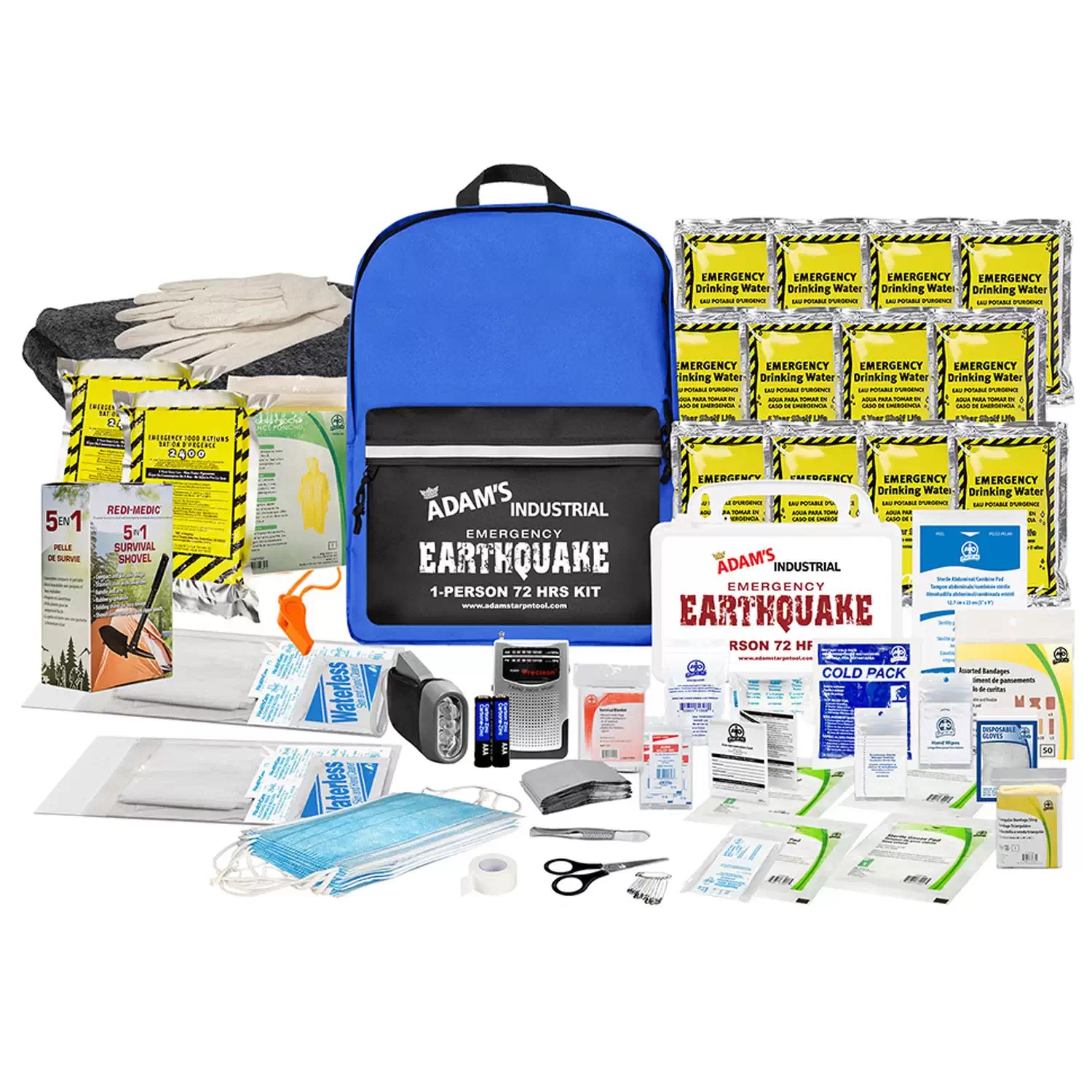 REDI-MEDIC RM-SKEE1 155PC 1 Person 72 Hour Earthquake Emergency Survival Kit