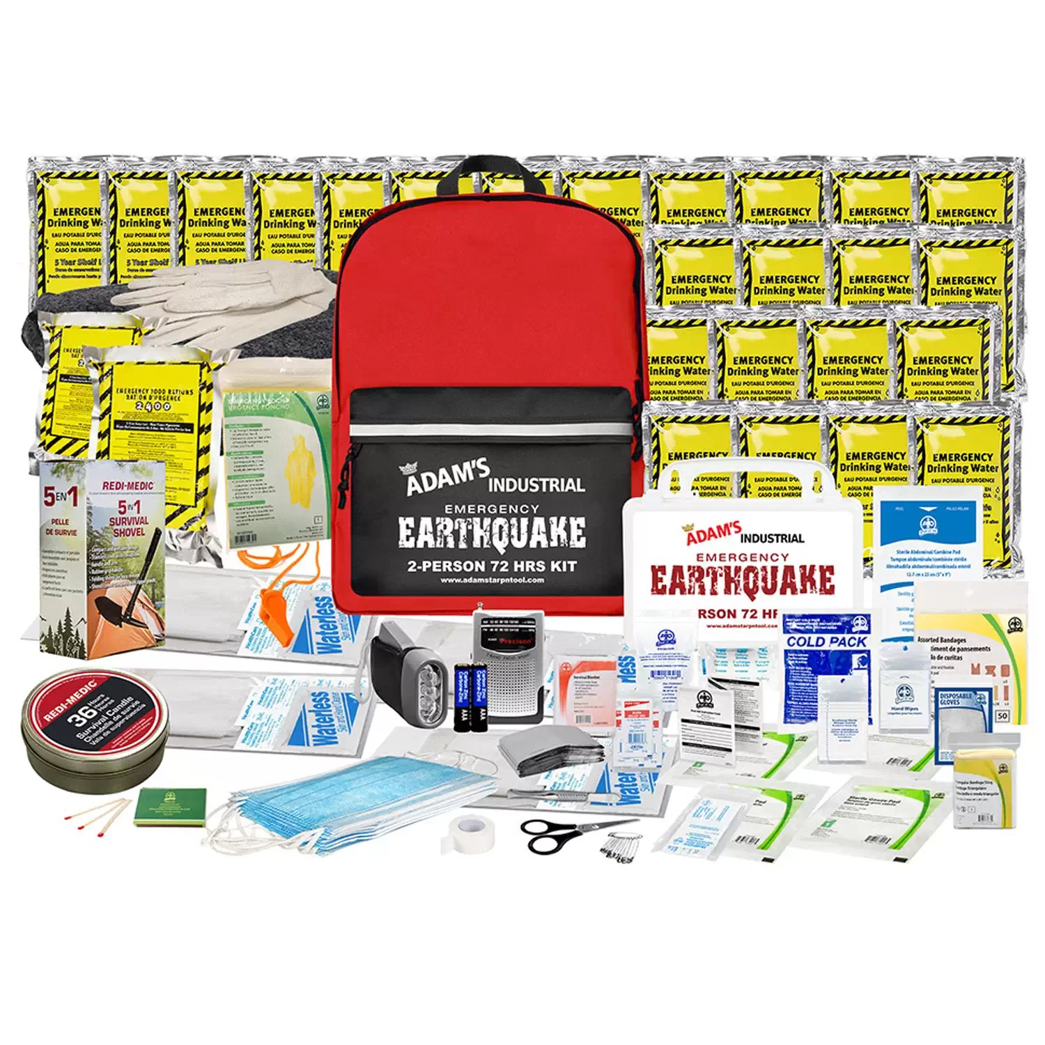 REDI-MEDIC RM-SKEE2 198PC 2 Person 72 Hour Earthquake Emergency Survival Kit