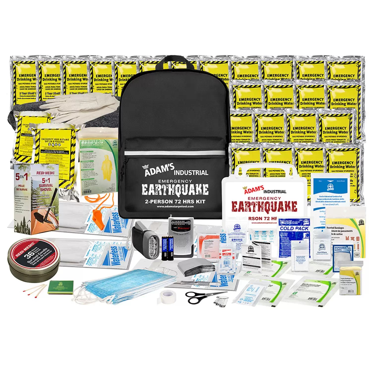 REDI-MEDIC RM-SKEE2 198PC 2 Person 72 Hour Earthquake Emergency Survival Kit