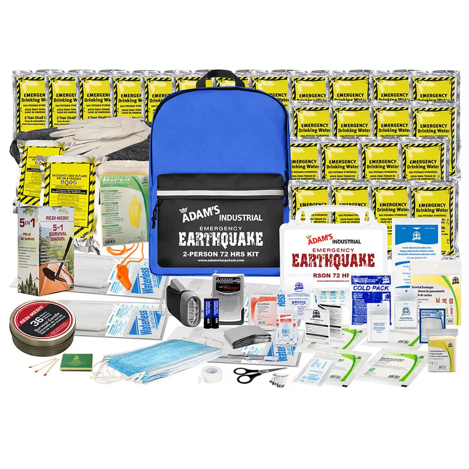 REDI-MEDIC RM-SKEE2 198PC 2 Person 72 Hour Earthquake Emergency Survival Kit