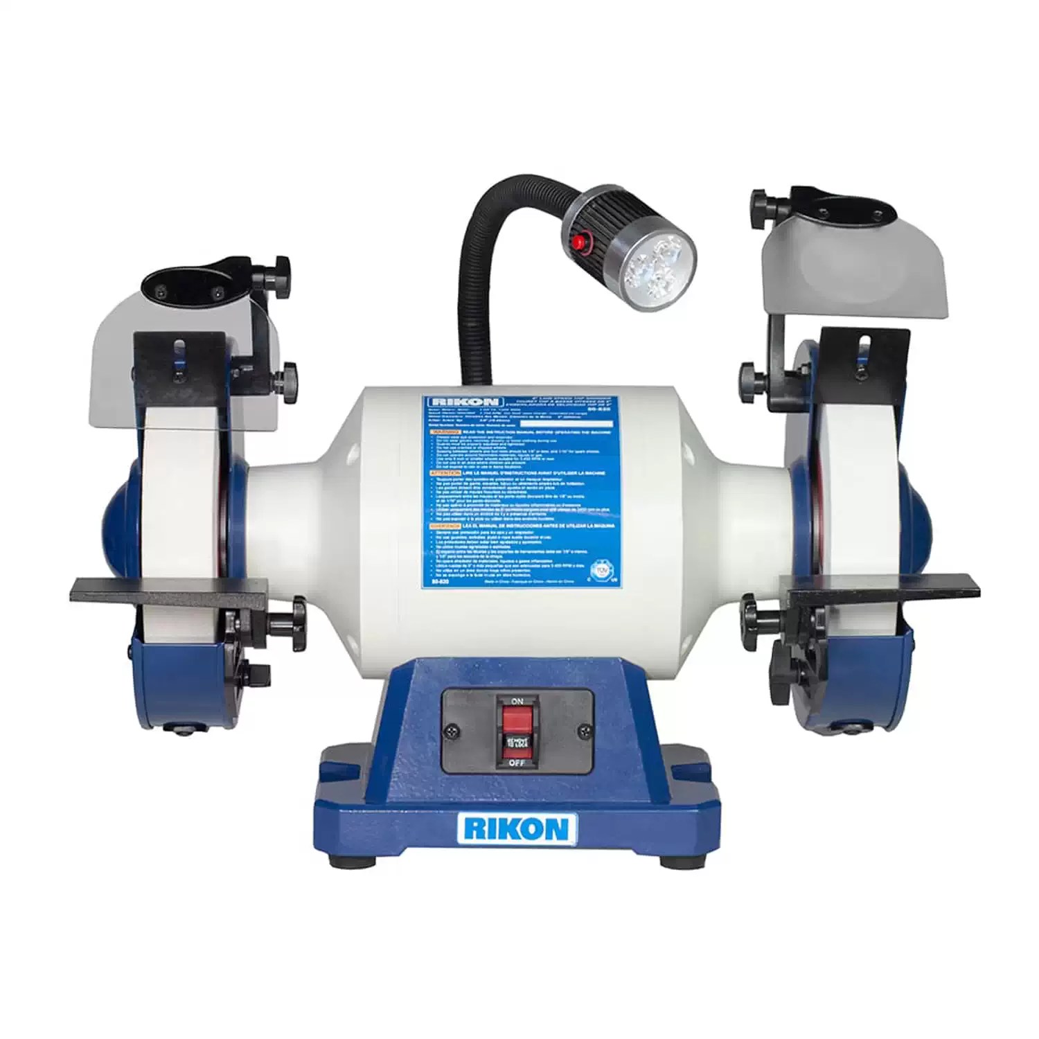 RIKON 80-820 8" x 1-1/2" Wide Stone Low Speed Bench Grinder with Flexible LED Light