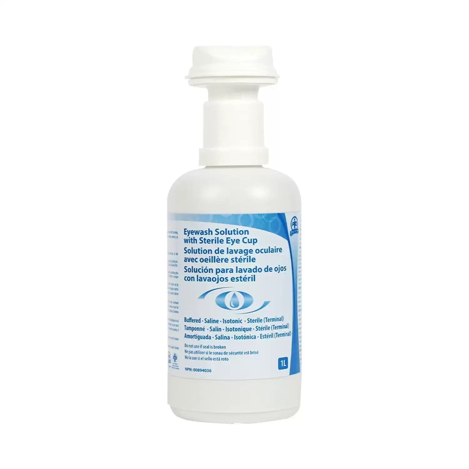 WASIP Ltd. F4601169 1L Eyewash Solution with Sterile Eye Cup