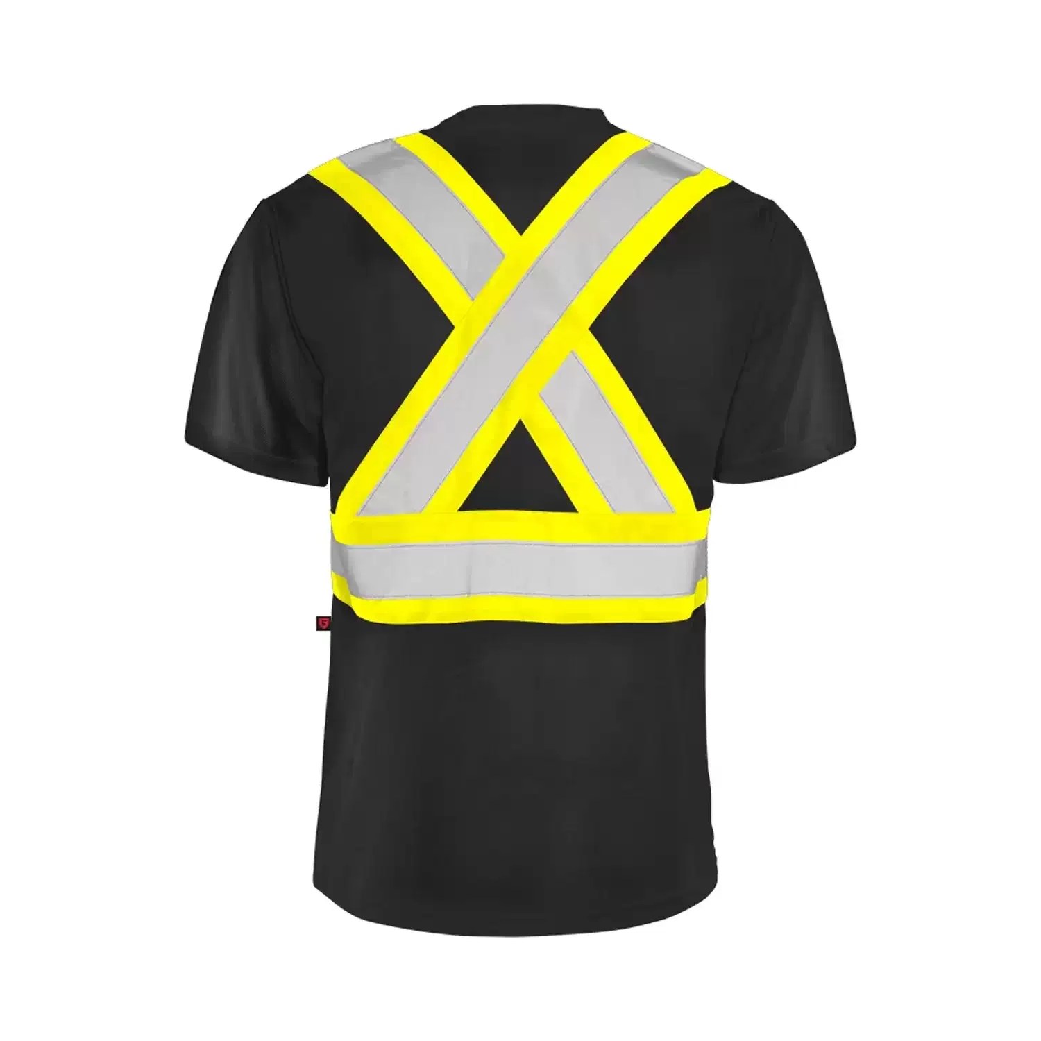 WASIP Ltd. TT1KS Ground Force Small Short Sleeve Black Polyester Traffic T-Shirt, 4″ Reflective Tape