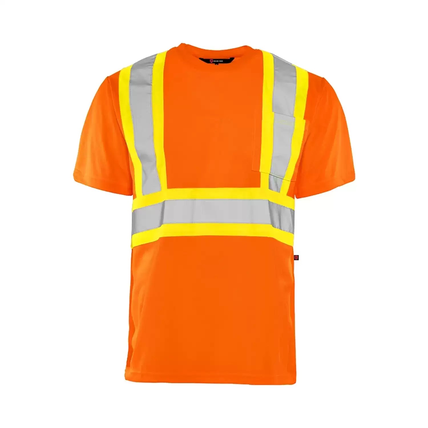 WASIP Ltd. TT1OL Ground Force Large Short Sleeve Orange Polyester Traffic T-Shirt, 4″ Reflective Tape