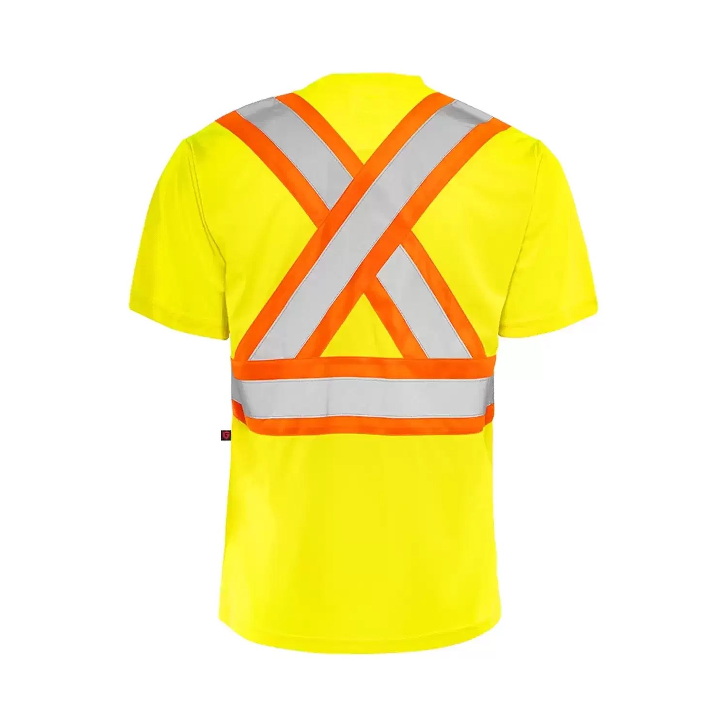 WASIP Ltd. TT1YM Ground Force Medium Short Sleeve Yellow Polyester Traffic T-Shirt, 4″ Reflective Tape