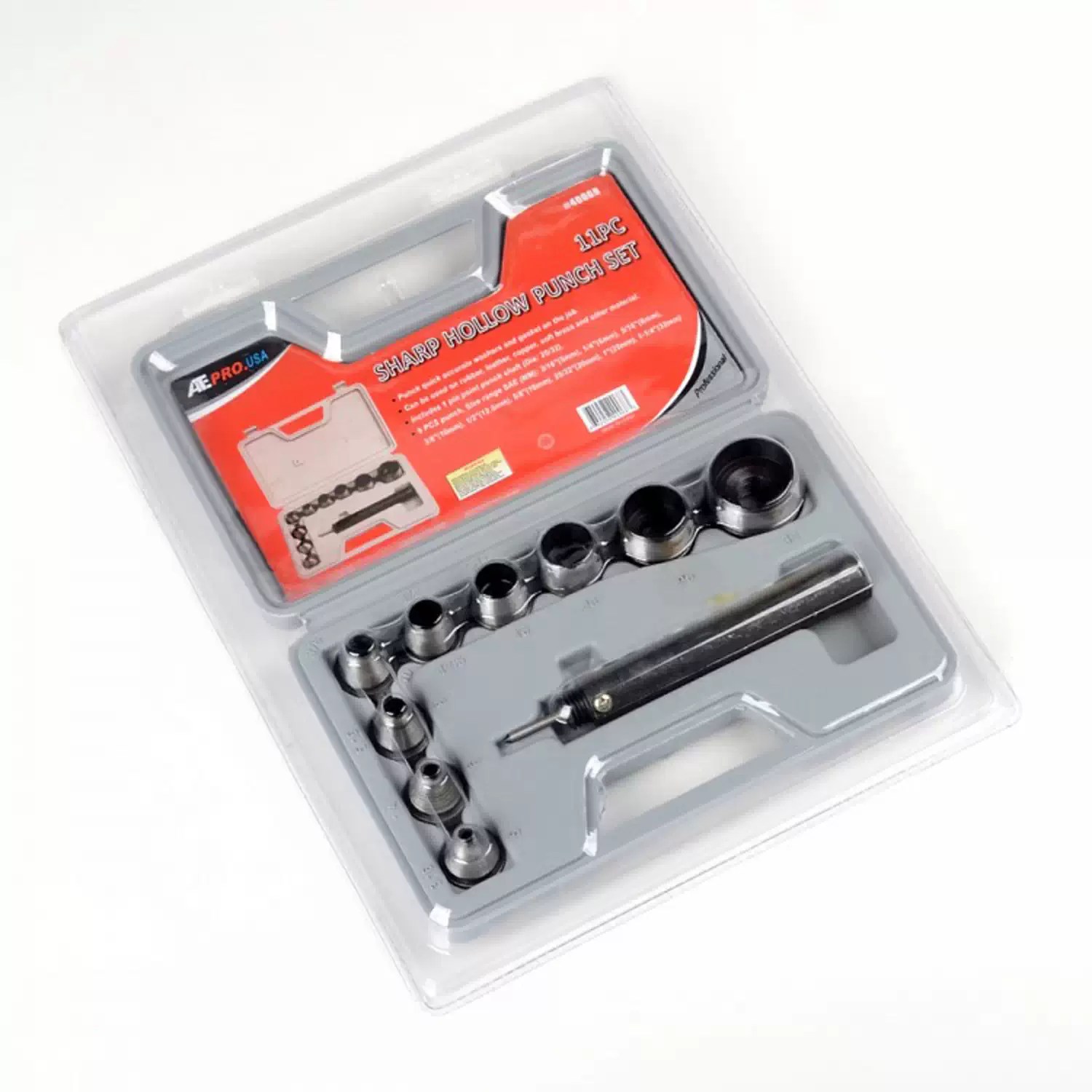 ATE Pro Tools 40068 11PC 3/16" To 1-1/4" Hollow Punch Set