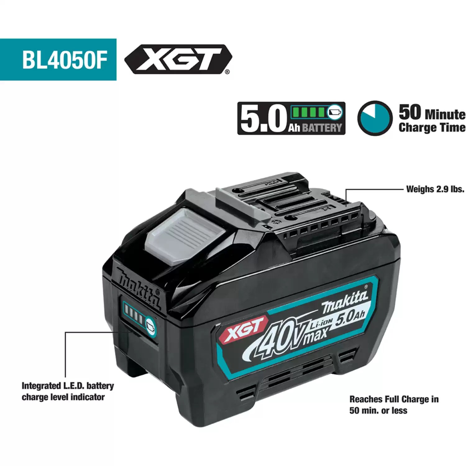 Makita BL4050F 40V max XGT 5.0Ah Li-Ion Battery Pack